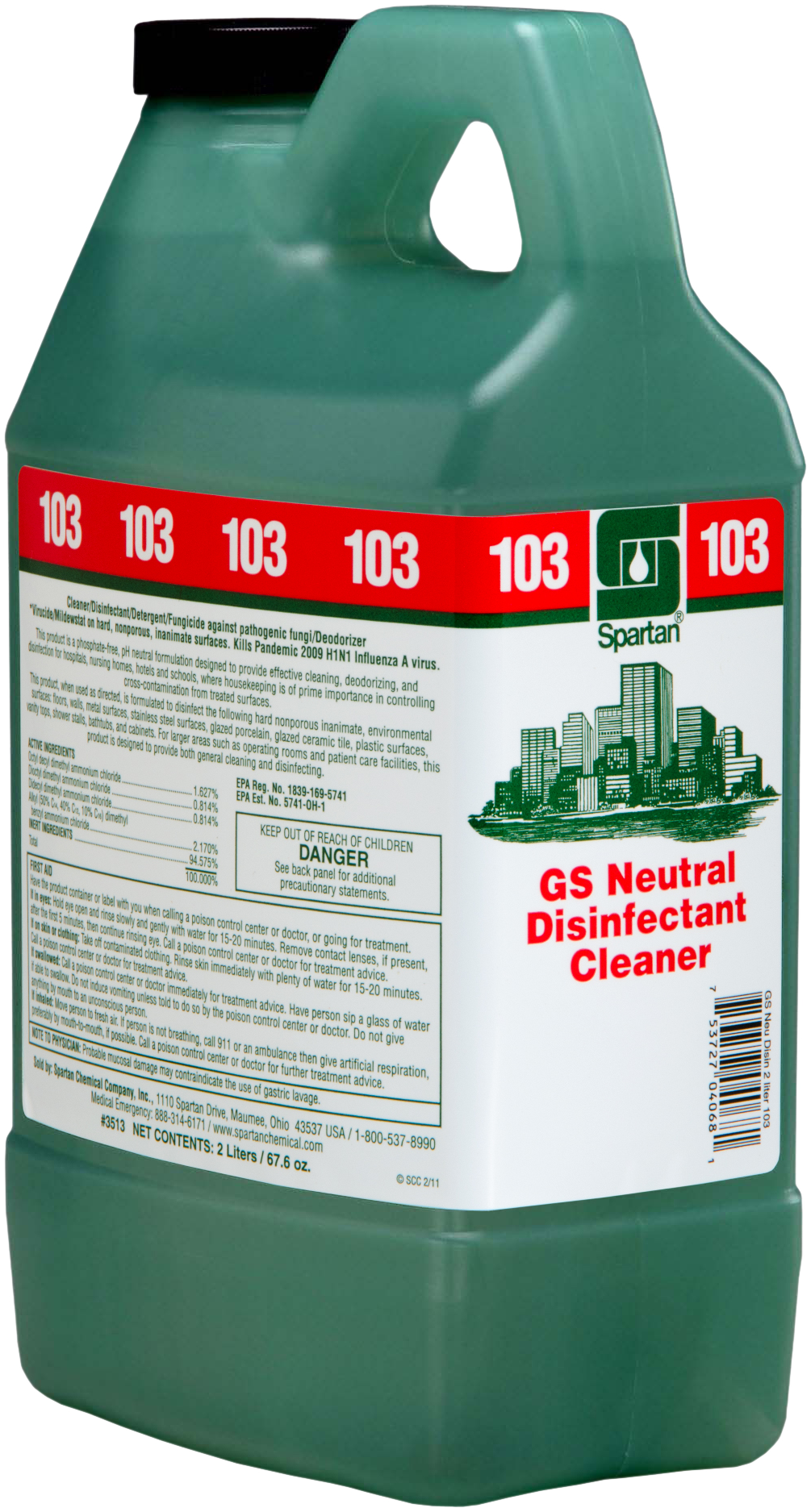 GS Neutral disinfectant cleaner concentrate formulated to kill a wide variety of microorganisms