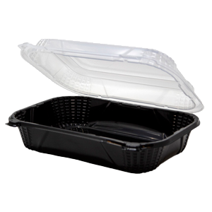 Jumbo 9x9 Black Carry Out Boxes - 9x9 Mineral Filled Food Containers