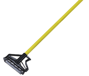 Fiberglass 60” wet mop handle with lever system for easy removal of mop heads