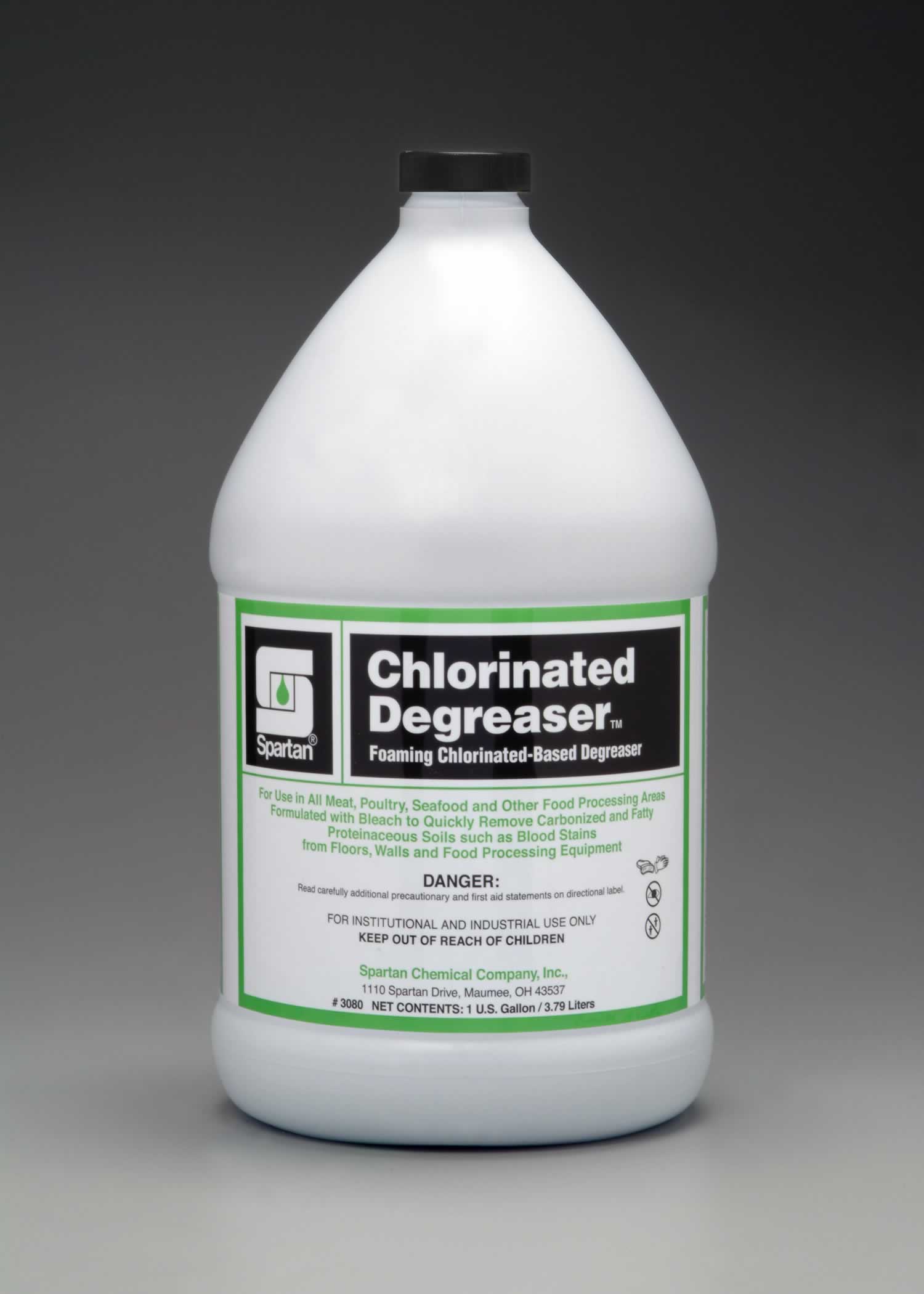 Chlorinated degreaser for use in food processing