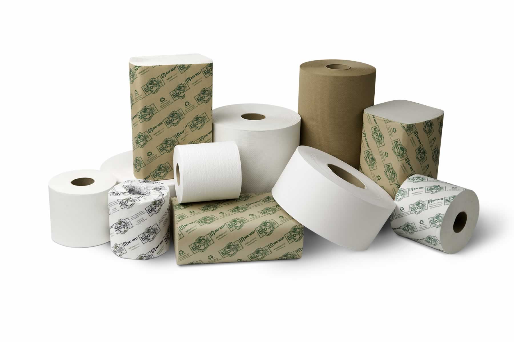 EcoSoft towels and tissues made from recycled fibers