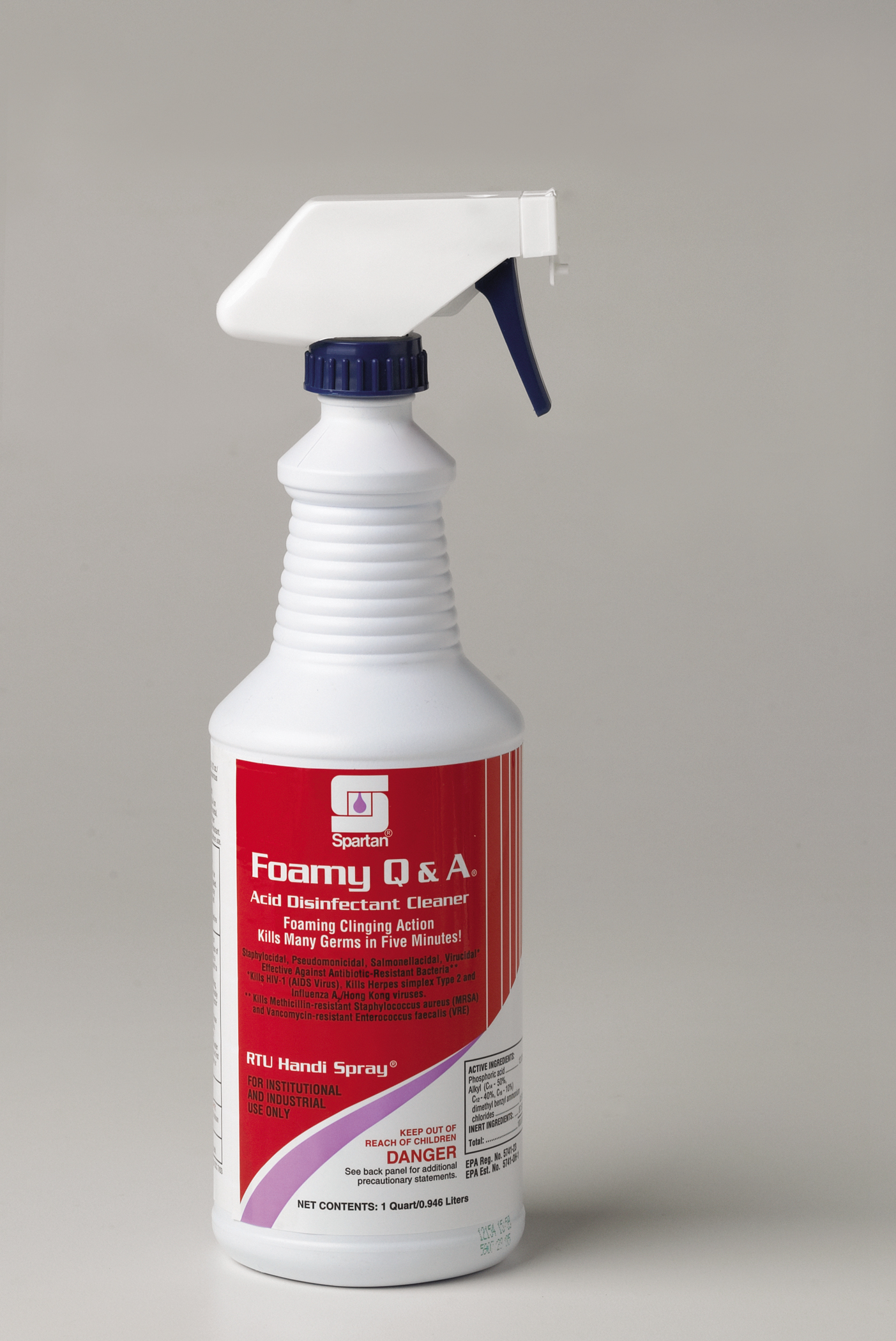 Foamy ready-to-use acid based restroom cleaner