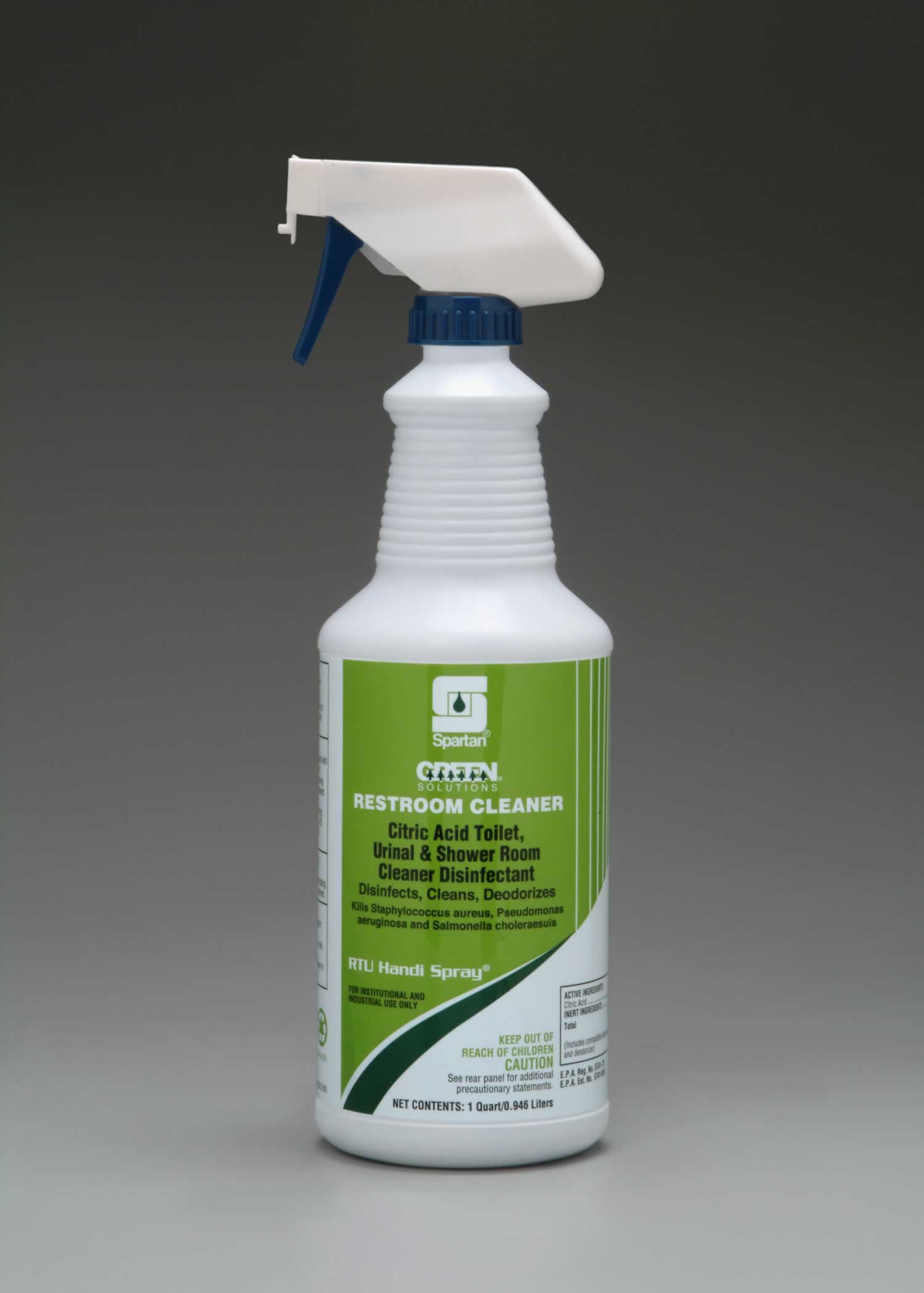 GS Restroom Cleaner quickly removes soap scum, water spots, and light rust