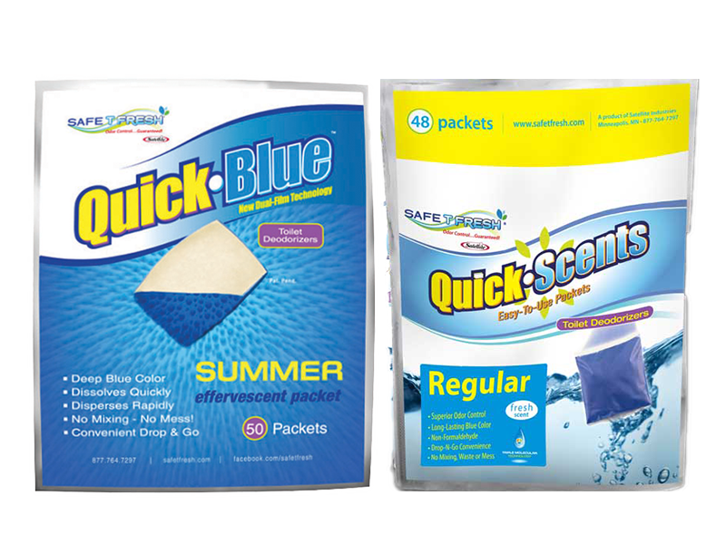 Quick-Scents PLUS high heat & high traffic dissolvable powered toilet additives