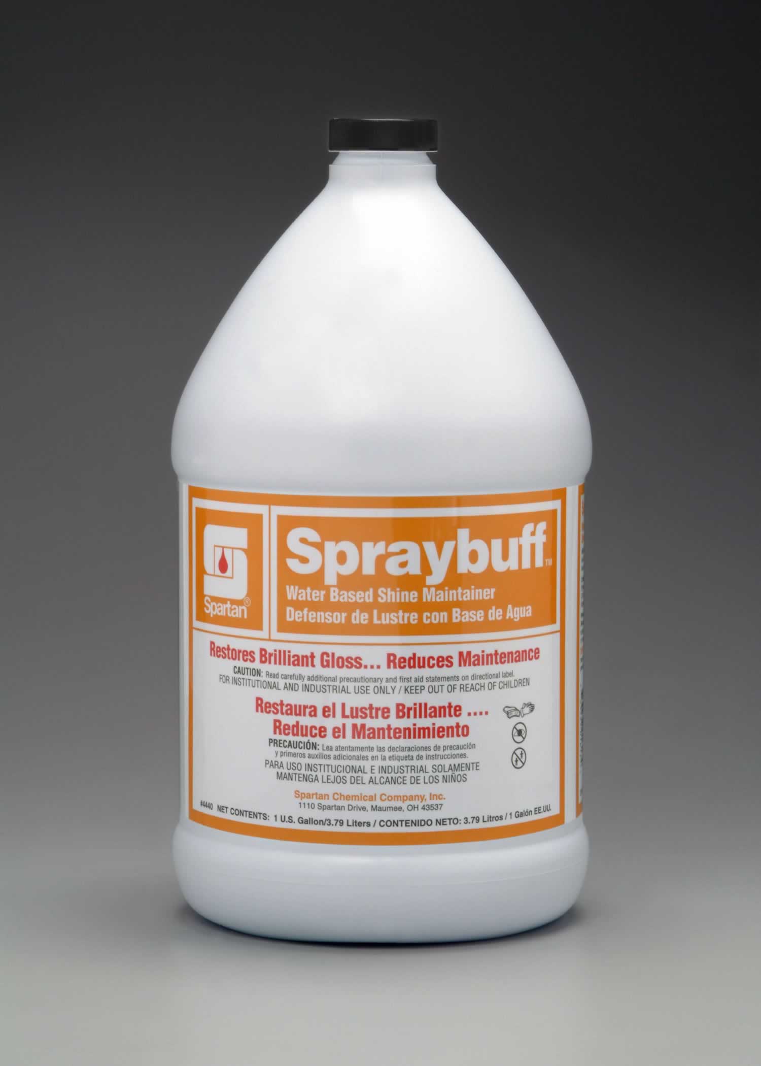 Spraybuff cleaner removes scuffs without affecting the finish on a floor