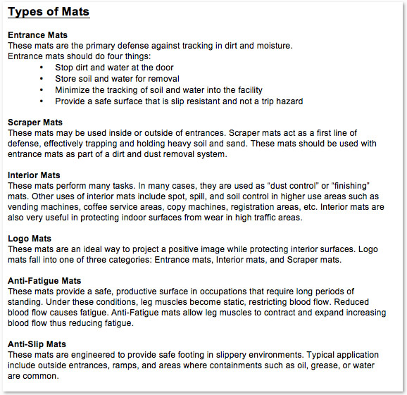 Types of floor matting